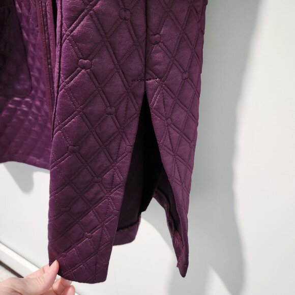 Carole Wren 3/4 Sleeve Open Front Quilted Purple Long Duster Jacket - Large - Picture 9 of 10